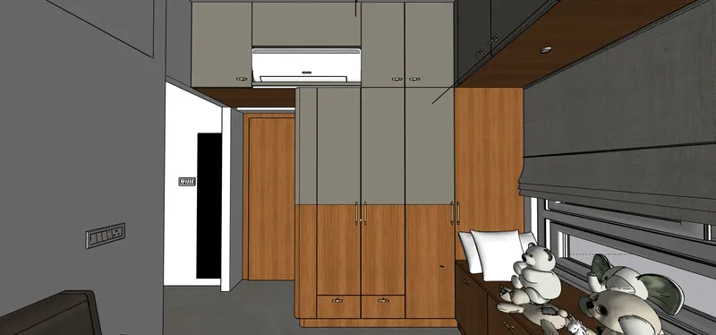 Bedroom Detail — 1 BHK Flat Interiors