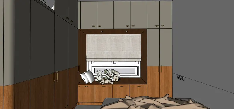 Bedroom Detail — 1 BHK Flat Interiors