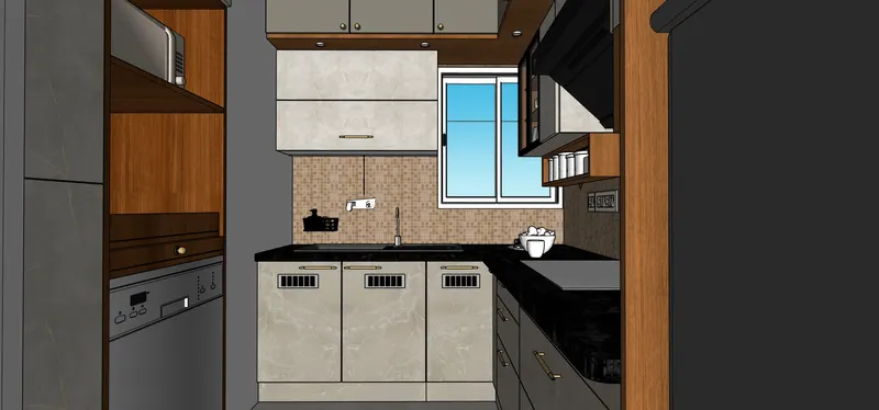 Kitchen Detail — 1 BHK Flat Interiors