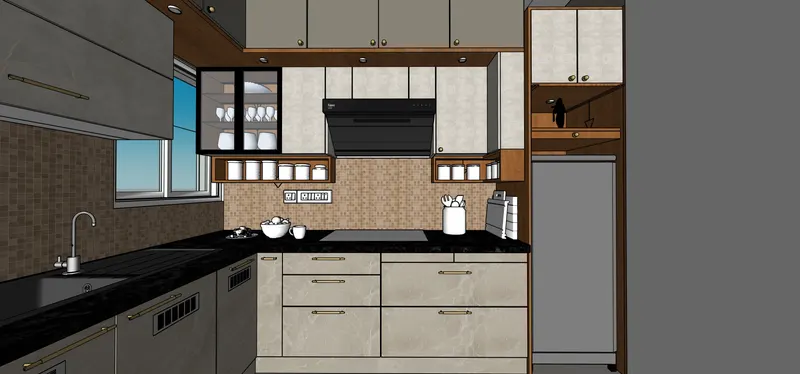 Kitchen Detail — 1 BHK Flat Interiors