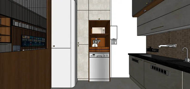 Kitchen Detail — 1 BHK Flat Interiors